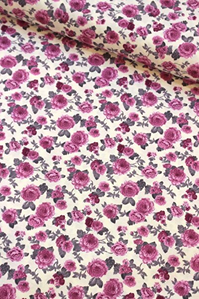 Premier Mürdüm Minik Güller Duck Keten Kumaş