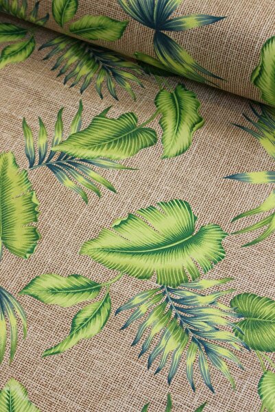 Premier Hasır Zemin Yeşil Yapraklı Duck Kumaş-wella