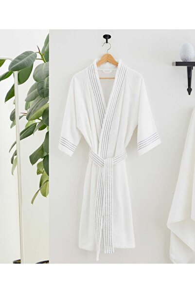 Maisonette Subtle Stıtch Bornoz Sm Beyaz / Gri