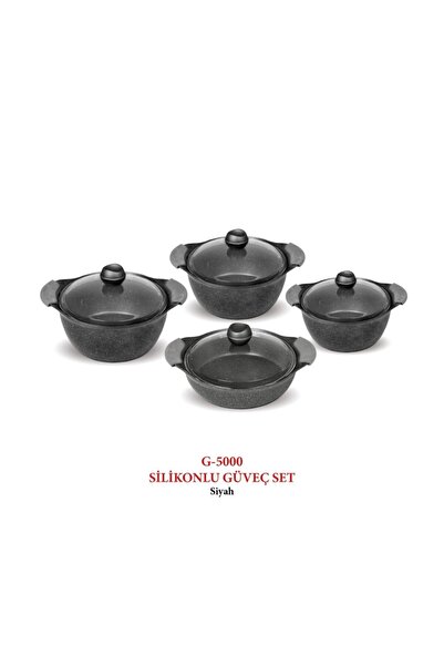 FMS Siyah Döküm Silikonlu Güveç Seti 8 Parça G-5000
