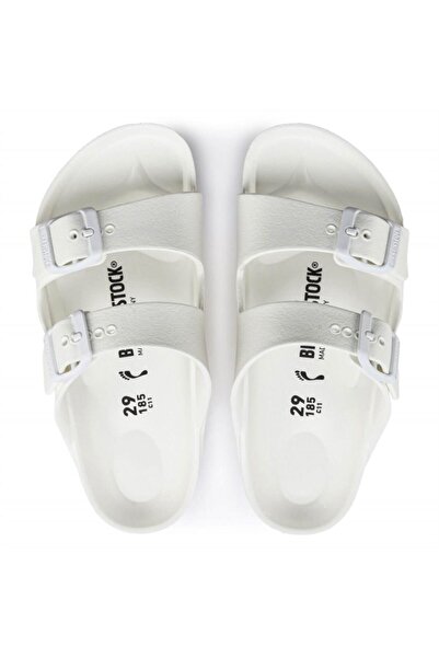 Birkenstock Papuci albi cu dungi duble pentru copii Arizona Eva1018941