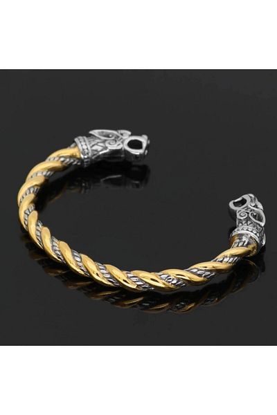Viking Fenrir Wolf Nordic Valknut Freki Nordic Clasp Style Open Men's 316l Pure Steel Bracelet