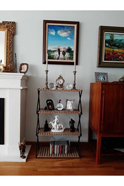 HATTİ TASARIM Gümüşlük - Salon Metal - Ahşap Kombinli Çok Amaçlı Organizer Raf Sistemi