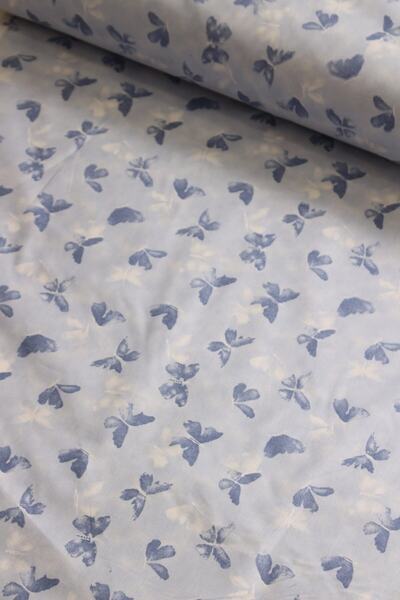 Wella Home Mavi Kelebek Nevresimlik Poplin Kumaş