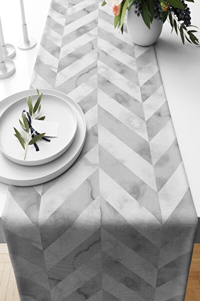 Nish & Royal Geometrik Desenli Mermer Zeminli Modern Özel Tasarım Süet Runner