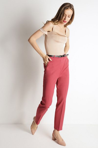 Select Moda Γυναικείο παντελόνι Dusty Rose με ζώνη