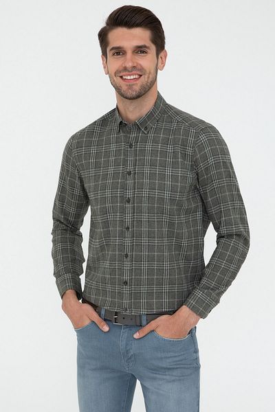 Pierre Cardin Ανδρικό πουκάμισο Khaki G021GL004.000.1352637