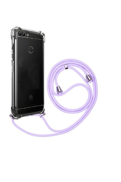 Molly Huawei P Smart 2018 Compatible Lilac Neck Strap Transparent Silicone Case