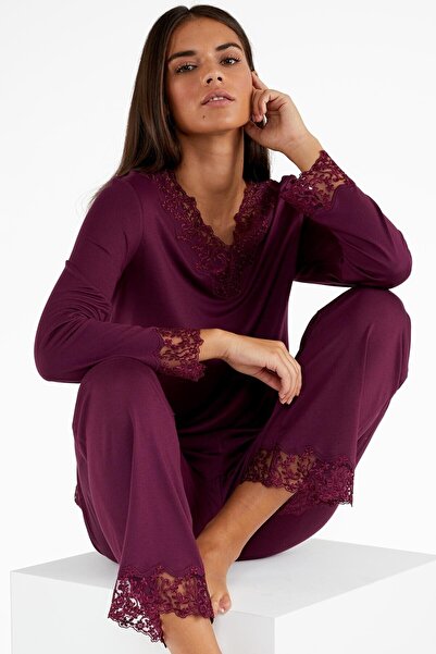 AYYILDIZ Pajama Set - Purple - Plain
