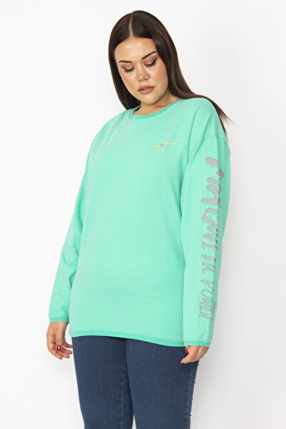 Şans Plus Size Sweatshirt - Green - Regular