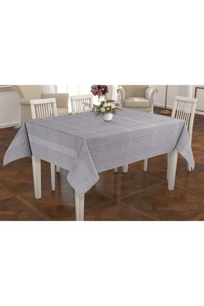 Ceki Home Stain-Proof Gray Casmina Natural Kerten Table Cloth