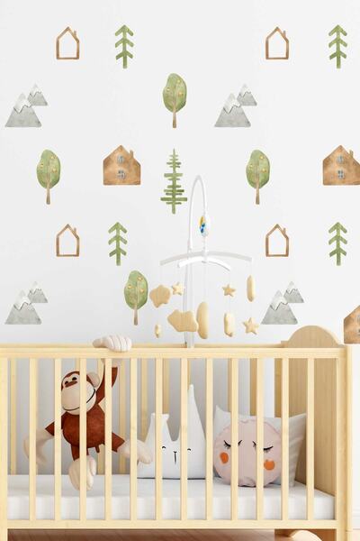 Peaceful Mini Town Kids Room Wall Stickers Set