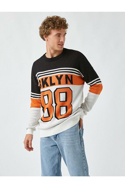 Koton Übergroßer Pullover mit College-Muster