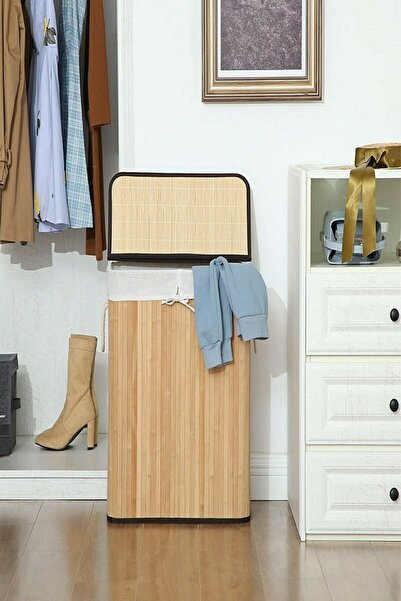 E-LİFE HOME Bambu Çamaşır Sepeti - 60 Litre