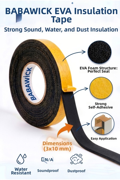 BABAWİCK Ταινία EVA 3X10 mm - Αυτοκόλλητη ταινία μόνωσης για πόρτες και παράθ...