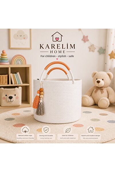 karelim home Multi-Purpose Ecru Organizer Home Children's Room Organizer Deco...
