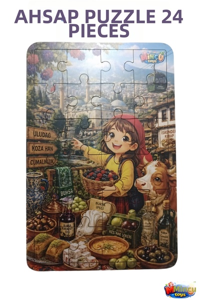 Minçu Toys 24 Piece Wooden Turkey Cities Puzzle – Famous Icons of Cities Educ...