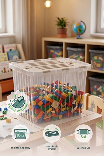 Wumboo Lockable Lid Toy Storage Box - 16 Lt Kids Room Organizer, Toy Storage ...