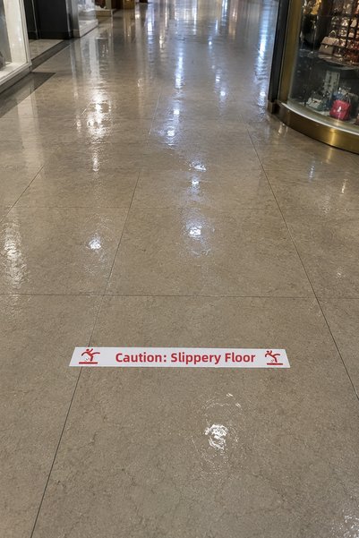 Happynesso "Caution Slippery Floor" Warning Sign |   White - Red Adhesive Sticker |   Work Safety Sign