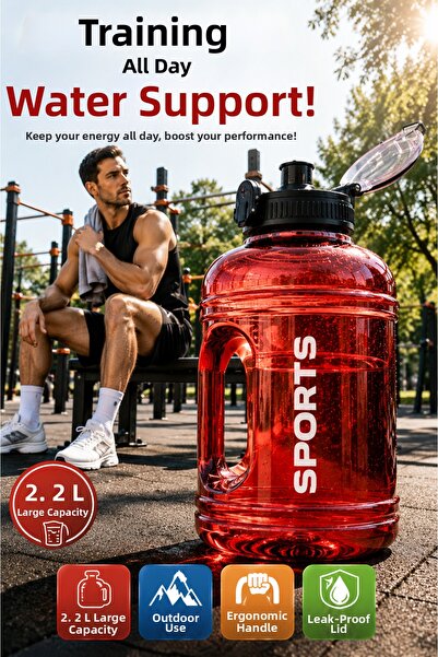 Open Home Concept 2.2 Liter Sports Water Bottle Bpa-Free with Carrying Handle...