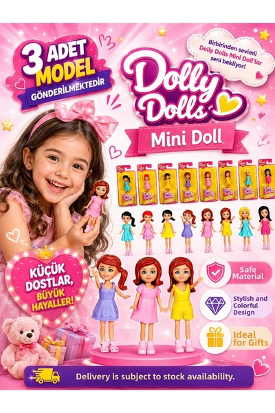 SAZE Cute Doll Set 3-Piece Model Toy Doll Girl Toy Set Colorful Mini Dolls