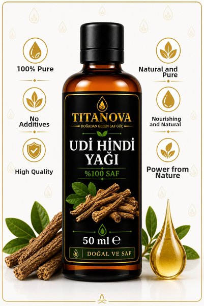 TİTANOVA Udi Hindi Oil 50 ml 100% Pure (Agarwood – Oud – Aquilaria Spp.)