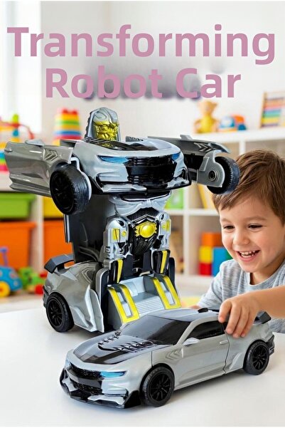 Tıfıl Toys 2-in-1 Sports Car Transforming into a Robot - Gray Racing Car Toy ...