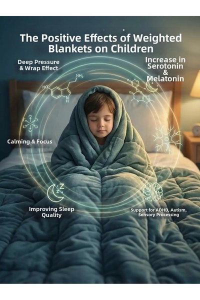 Sinada Weighted Hugging Blanket / Quilt 6 kg 82 Thread Count 100% Cotton Satin Fabric 100% Wool Filled 155X215 4 Seasons