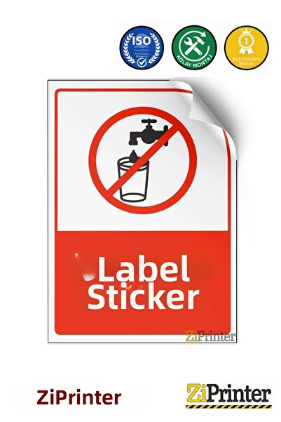 ZiPrinter ملصق تحذيري لا ينطبق على مياه الشرب isg مقاس 25x35 سم