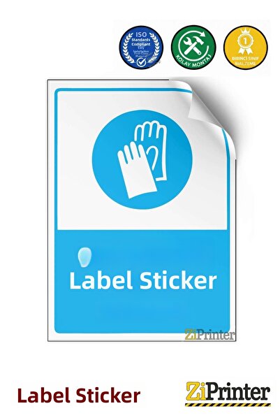 ZiPrinter Wear Gloves While Working! Isg Warning Sign Sticker 35X50 cm