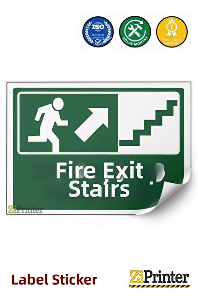 ZiPrinter Fire Exit Staircase Isg Warning Sign Sticker 35X50 cm