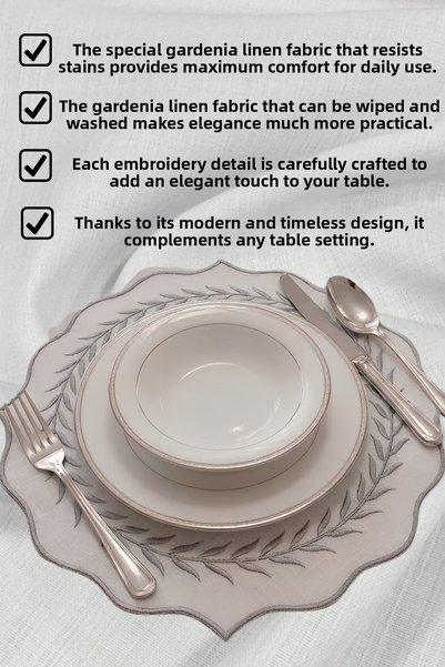 BaksLiving 6-Piece Silver Gray Embroidered American Service-Supla Set