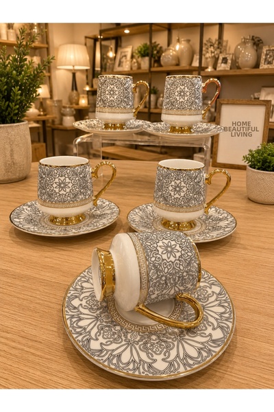 hediye Esterhomedecor 6 Person Porcelain Coffee Cup Set