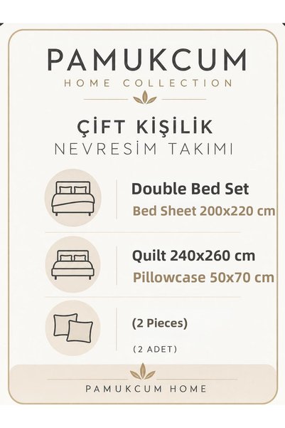 PAMUKCUM Cotton Satin Striped Double Duvet Cover Set