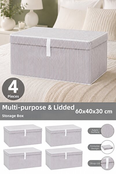 Meleni Home Set de 4 cutii de depozitare multifuncționale cu capac, organizat...