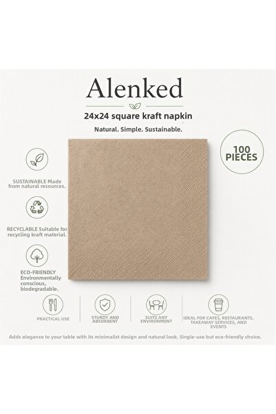 alenked مناديل كرافت مربعة 24×24 سم - 100 قطعة