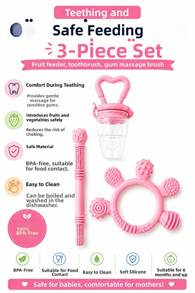 CKM silikon Teething Set (Fruit Puree, Teether, Straw) Bpa-Free