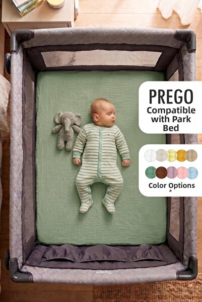 Soho Organics Muslin Elastic Fitted Sheet - Compatible with Prego Park Mattre...