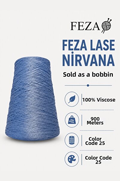 Feza Lase Nirvana 100% Viscose Bobbin Knitting Yarn 300 Gr 900 Meters - Hand ...