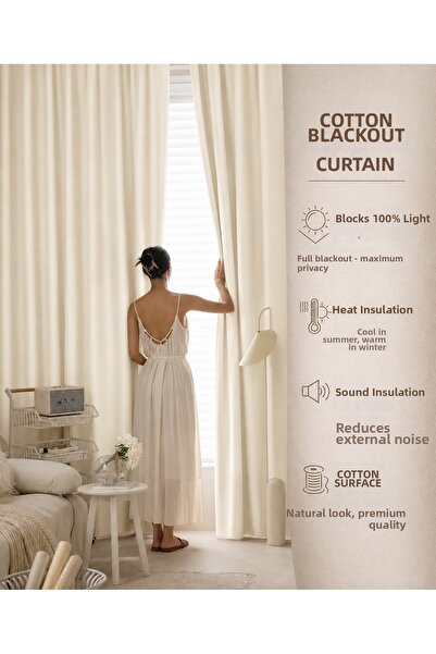 Brillant Linen Textured Light Blocking Blackout Blackout Curtain, No Pleats, ...