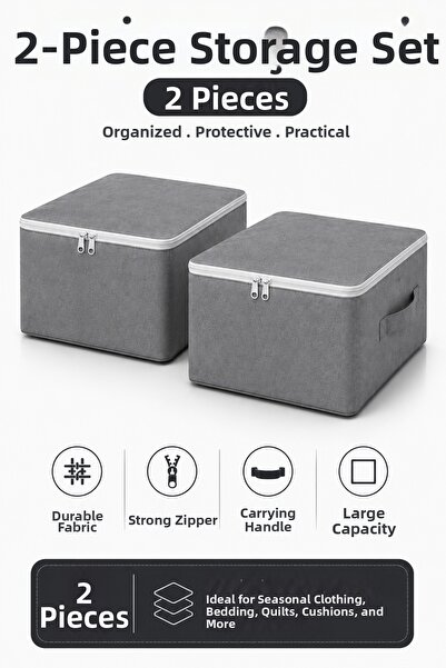 Soft Kare 2-Piece Large Under-Bed Storage Bag Set – Zippered Fabric Storage O...