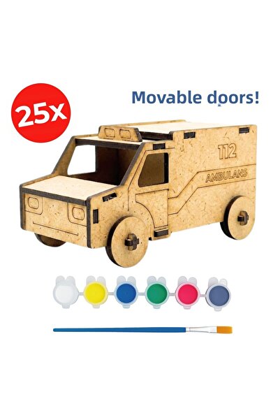 KİDOSE Wooden Ambulance Building and Painting Set for Children |   Educationa...