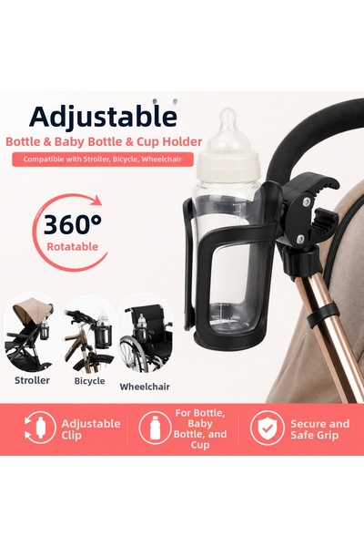 MultiZone Bicycle Baby Stroller Cup Bottle Holder Adjustable Bottle Attachment