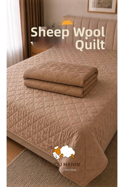 Yüncü Hanım 100% Lamb Wool Filled Beige Colored Cotton Fabric Double Quilted ...