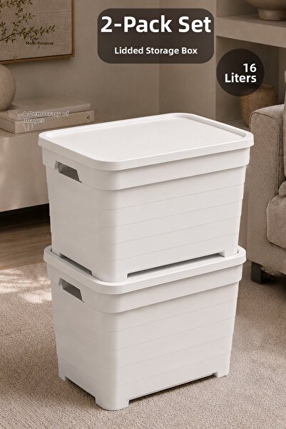 Meleni Home 2-Piece Pyramid Storage Box with Lid - Multi-Purpose Organizer Ba...