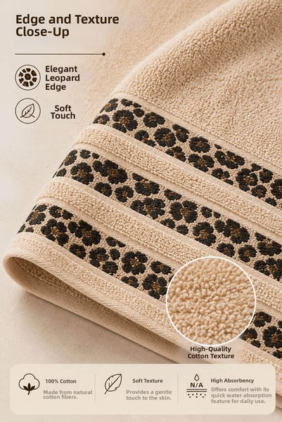 Elif Mira Set 4 prosoape de mână și față 50x90 cm Leopard Elegance