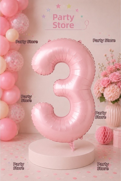 Parti Dükkanı 3 Shapes Foil Balloons 34 Inch 76 cm Pink Color Helium Compatib...
