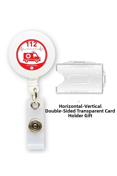 doktorbonem 112 Emergency Service Drop Tag Yoyo Id Badge Holder Horizontal Ve...