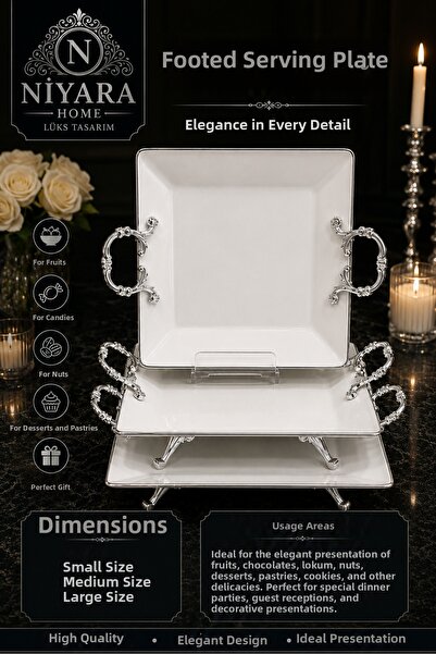 Niyara home Porcelain Presentation Plate with Metal Stand Use Areas: Stylish ...