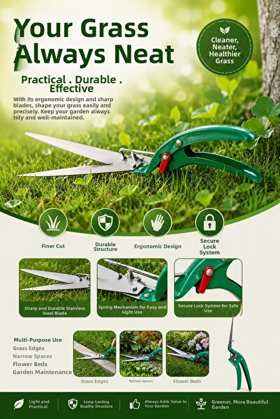 Binbirreyon Grass Trimmer Grass Pruning Scissors 300mm Steel Body Ab106